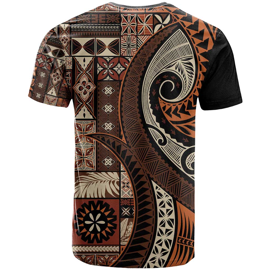 Vintage Samoa Siapo Mamanu T Shirt Brown Samoan Tapa Motif - Polynesian Pride