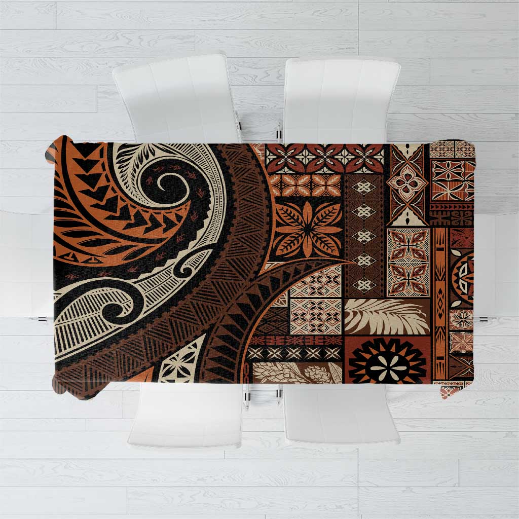 Vintage Samoa Siapo Mamanu Tablecloth Brown Samoan Tapa Motif - Polynesian Pride
