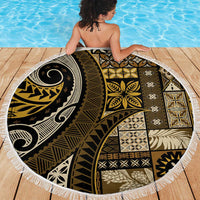 Vintage Samoa Siapo Mamanu Beach Blanket Gold Samoan Tapa Motif - Polynesian Pride