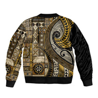 Vintage Samoa Siapo Mamanu Bomber Jacket Gold Samoan Tapa Motif LT9 - Polynesian Pride