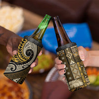 Vintage Samoa Siapo Mamanu 4 in 1 Can Cooler Tumbler Gold Samoan Tapa Motif - Polynesian Pride