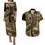 Vintage Samoa Siapo Mamanu Couples Matching Puletasi and Hawaiian Shirt Gold Samoan Tapa Motif - Polynesian Pride