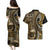 Vintage Samoa Siapo Mamanu Couples Matching Puletasi and Hawaiian Shirt Gold Samoan Tapa Motif - Polynesian Pride