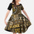 Vintage Samoa Siapo Mamanu Family Matching Summer Maxi Dress and Hawaiian Shirt Gold Samoan Tapa Motif - Polynesian Pride