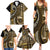 Vintage Samoa Siapo Mamanu Family Matching Summer Maxi Dress and Hawaiian Shirt Gold Samoan Tapa Motif - Polynesian Pride