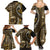 Vintage Samoa Siapo Mamanu Family Matching Summer Maxi Dress and Hawaiian Shirt Gold Samoan Tapa Motif - Polynesian Pride