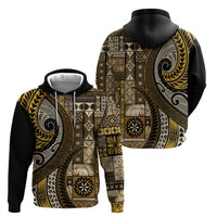 Vintage Samoa Siapo Mamanu Hoodie Gold Samoan Tapa Motif - Polynesian Pride