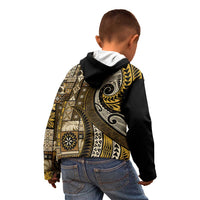 Vintage Samoa Siapo Mamanu Kid Hoodie Gold Samoan Tapa Motif - Polynesian Pride
