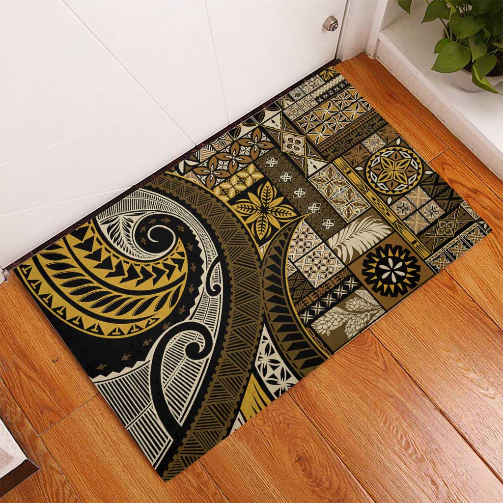 Vintage Samoa Siapo Mamanu Rubber Doormat Gold Samoan Tapa Motif LT9 - Polynesian Pride