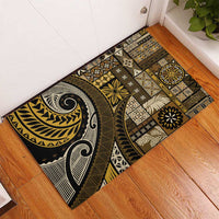 Vintage Samoa Siapo Mamanu Rubber Doormat Gold Samoan Tapa Motif LT9 - Polynesian Pride