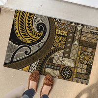 Vintage Samoa Siapo Mamanu Rubber Doormat Gold Samoan Tapa Motif LT9 - Polynesian Pride