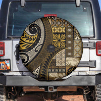 Vintage Samoa Siapo Mamanu Spare Tire Cover Gold Samoan Tapa Motif LT9 Gold - Polynesian Pride