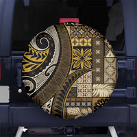 Vintage Samoa Siapo Mamanu Spare Tire Cover Gold Samoan Tapa Motif LT9 No hole Gold - Polynesian Pride