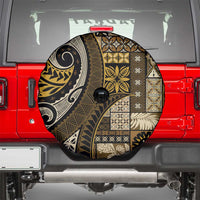 Vintage Samoa Siapo Mamanu Spare Tire Cover Gold Samoan Tapa Motif LT9 - Polynesian Pride