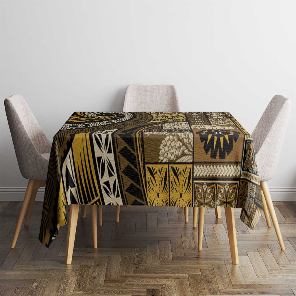 Vintage Samoa Siapo Mamanu Tablecloth Gold Samoan Tapa Motif - Polynesian Pride