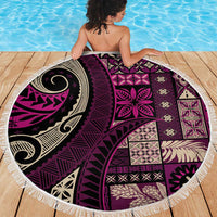 Vintage Samoa Siapo Mamanu Beach Blanket Pink Samoan Tapa Motif - Polynesian Pride