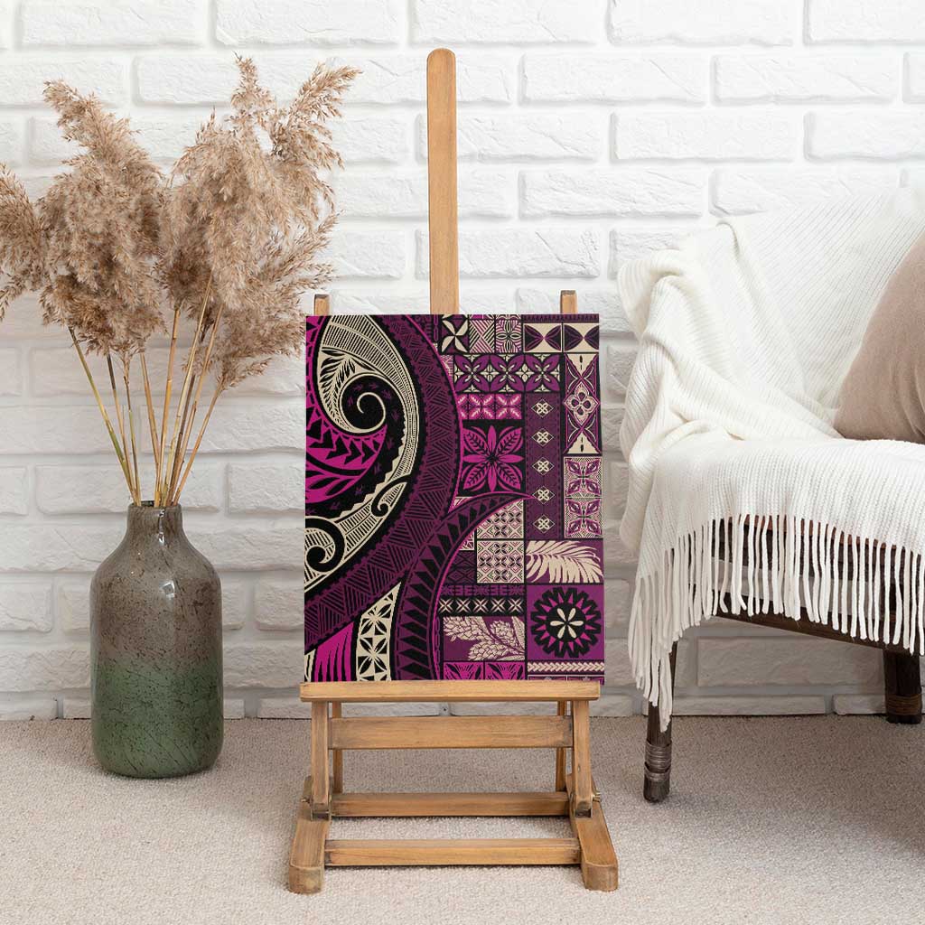 Vintage Samoa Siapo Mamanu Canvas Wall Art Pink Samoan Tapa Motif - Polynesian Pride