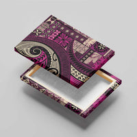 Vintage Samoa Siapo Mamanu Canvas Wall Art Pink Samoan Tapa Motif - Polynesian Pride