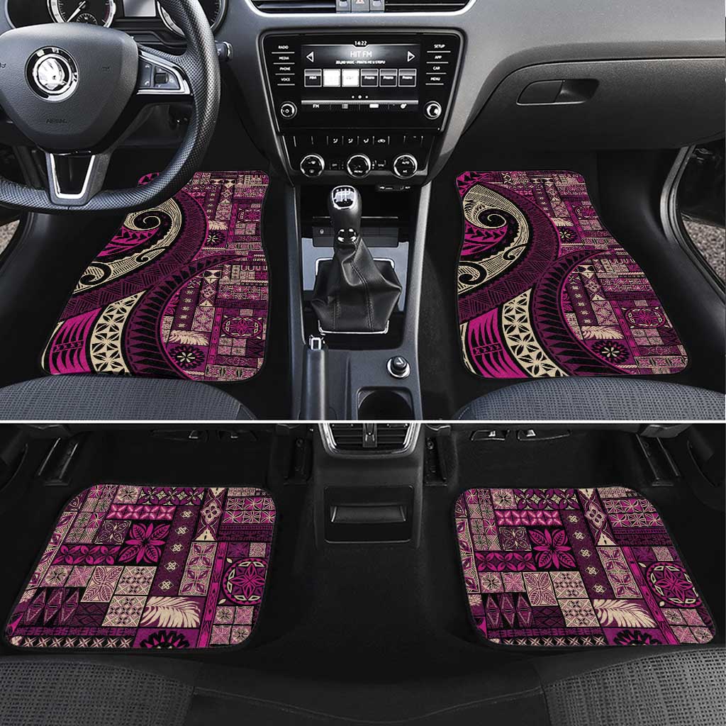 Vintage Samoa Siapo Mamanu Car Mats Pink Samoan Tapa Motif - Polynesian Pride