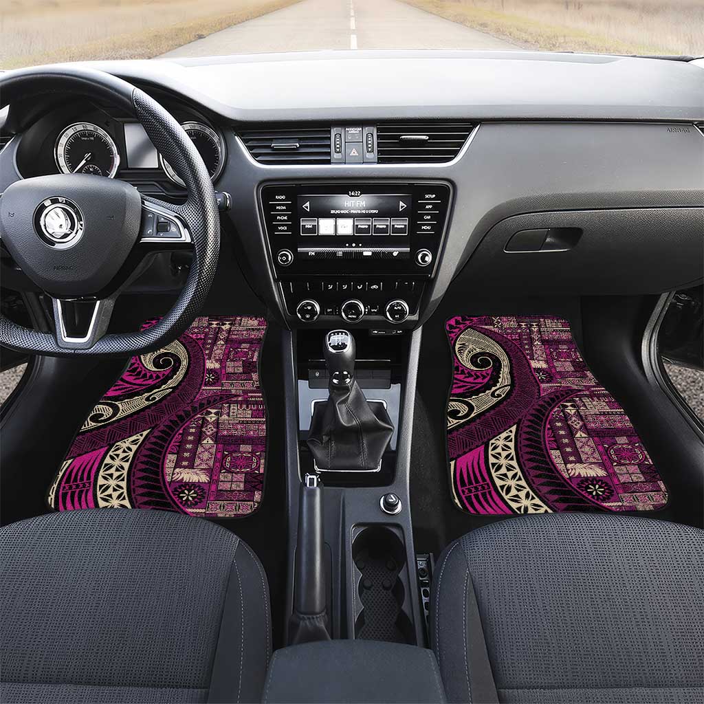 Vintage Samoa Siapo Mamanu Car Mats Pink Samoan Tapa Motif - Polynesian Pride