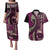 Vintage Samoa Siapo Mamanu Couples Matching Puletasi and Hawaiian Shirt Pink Samoan Tapa Motif - Polynesian Pride
