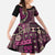 Vintage Samoa Siapo Mamanu Family Matching Off The Shoulder Long Sleeve Dress and Hawaiian Shirt Pink Samoan Tapa Motif - Polynesian Pride