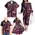 Vintage Samoa Siapo Mamanu Family Matching Off The Shoulder Long Sleeve Dress and Hawaiian Shirt Pink Samoan Tapa Motif - Polynesian Pride