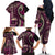 Vintage Samoa Siapo Mamanu Family Matching Off The Shoulder Long Sleeve Dress and Hawaiian Shirt Pink Samoan Tapa Motif - Polynesian Pride