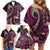 Vintage Samoa Siapo Mamanu Family Matching Off Shoulder Short Dress and Hawaiian Shirt Pink Samoan Tapa Motif - Polynesian Pride