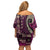 Vintage Samoa Siapo Mamanu Family Matching Off Shoulder Short Dress and Hawaiian Shirt Pink Samoan Tapa Motif - Polynesian Pride
