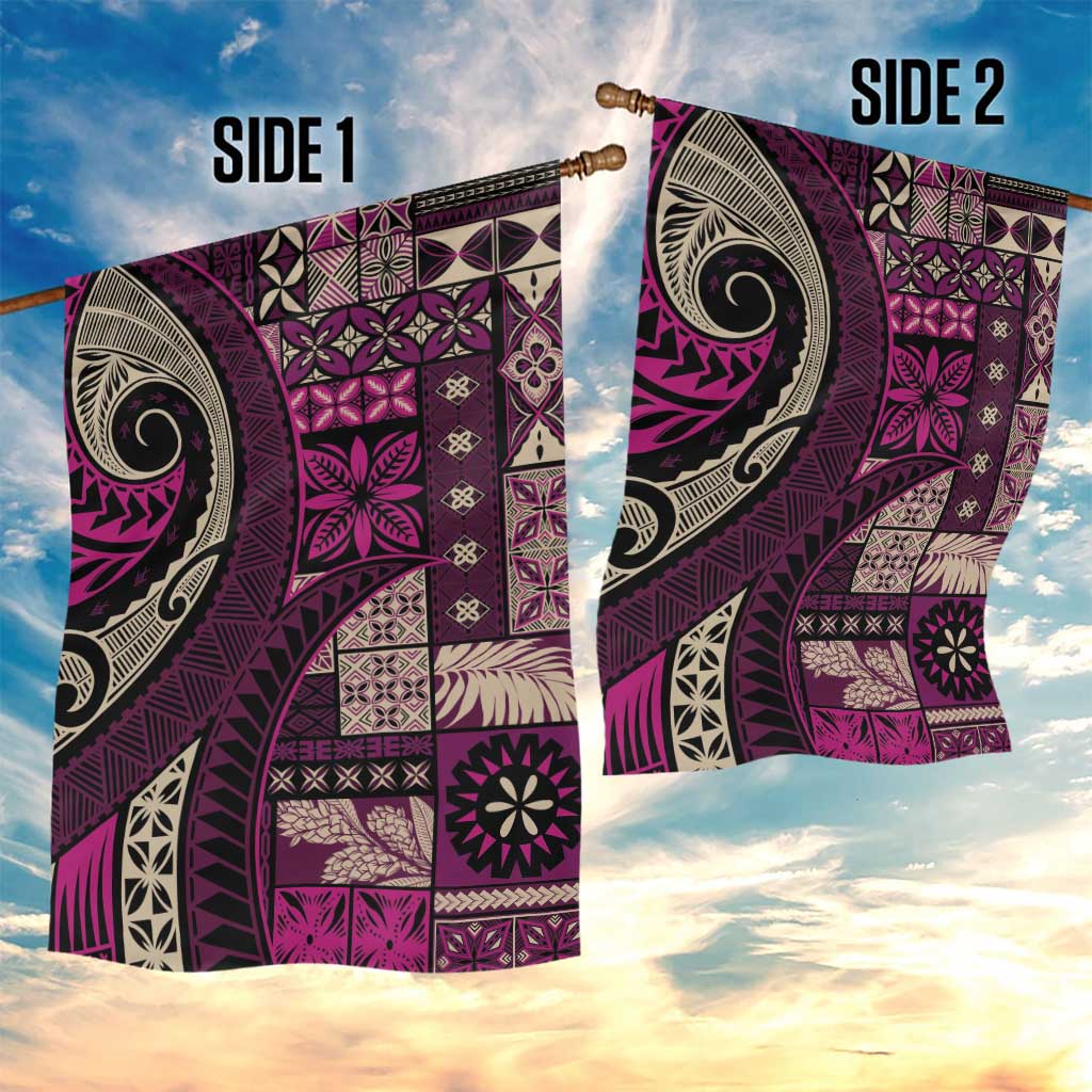 Vintage Samoa Siapo Mamanu Garden Flag Pink Samoan Tapa Motif - Polynesian Pride