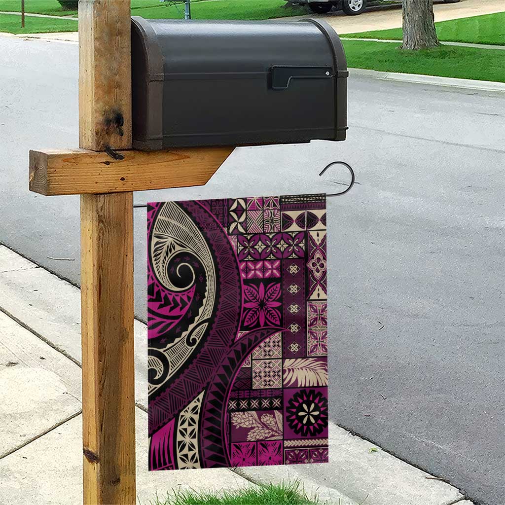 Vintage Samoa Siapo Mamanu Garden Flag Pink Samoan Tapa Motif - Polynesian Pride