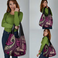 Vintage Samoa Siapo Mamanu Grocery Bag Pink Samoan Tapa Motif - Polynesian Pride