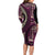 Vintage Samoa Siapo Mamanu Long Sleeve Bodycon Dress Pink Samoan Tapa Motif - Polynesian Pride