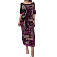 Vintage Samoa Siapo Mamanu Puletasi Pink Samoan Tapa Motif - Polynesian Pride