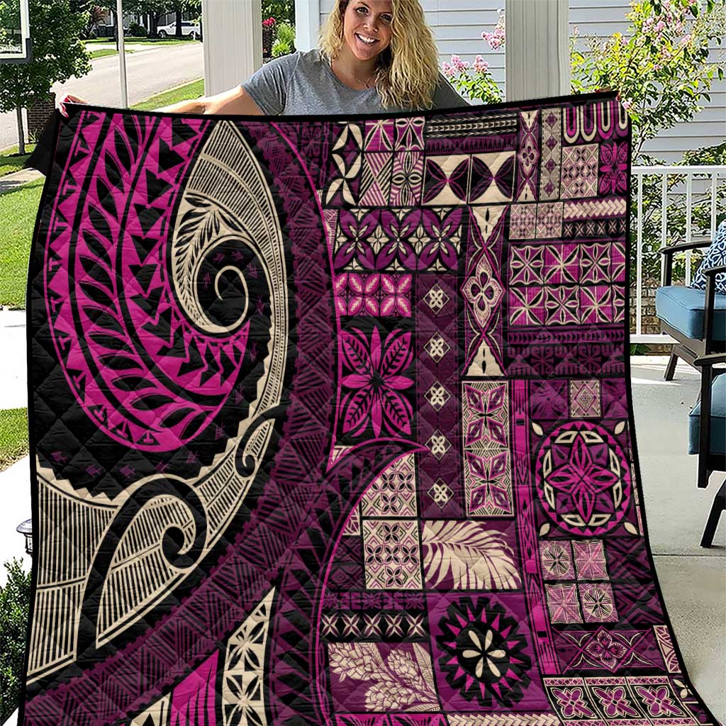 Vintage Samoa Siapo Mamanu Quilt Pink Samoan Tapa Motif LT9 Pink - Polynesian Pride