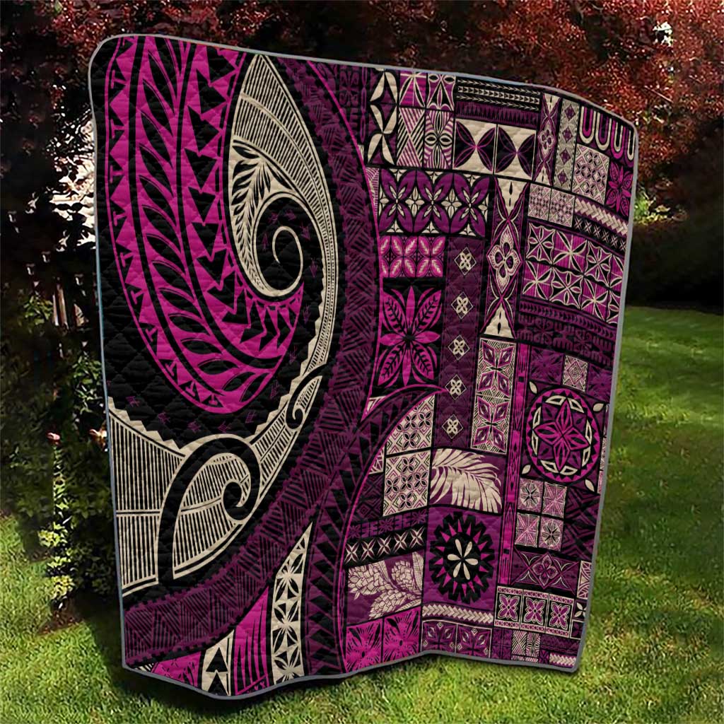 Vintage Samoa Siapo Mamanu Quilt Pink Samoan Tapa Motif - Polynesian Pride