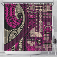 Vintage Samoa Siapo Mamanu Shower Curtain Pink Samoan Tapa Motif - Polynesian Pride