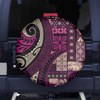 Vintage Samoa Siapo Mamanu Spare Tire Cover Pink Samoan Tapa Motif LT9 No hole Pink - Polynesian Pride