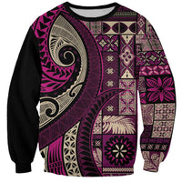 Vintage Samoa Siapo Mamanu Sweatshirt Pink Samoan Tapa Motif - Polynesian Pride
