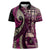 Vintage Samoa Siapo Mamanu Women Polo Shirt Pink Samoan Tapa Motif - Polynesian Pride