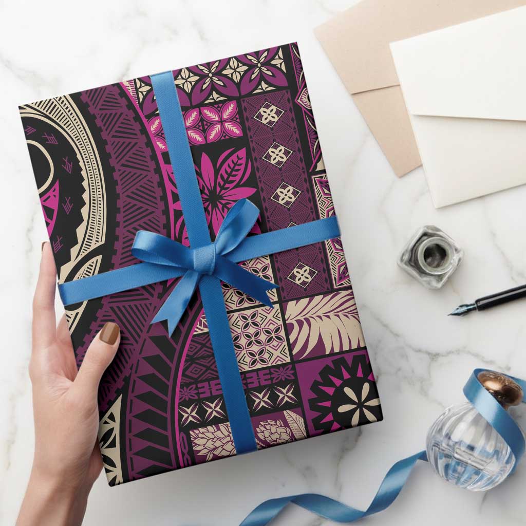 Vintage Samoa Siapo Mamanu Wrapping Paper Pink Samoan Tapa Motif - Polynesian Pride