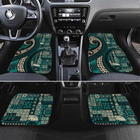 Vintage Samoa Siapo Mamanu Car Mats Teal Samoan Tapa Motif - Polynesian Pride