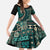 Vintage Samoa Siapo Mamanu Family Matching Off The Shoulder Long Sleeve Dress and Hawaiian Shirt Teal Samoan Tapa Motif - Polynesian Pride