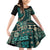 Vintage Samoa Siapo Mamanu Family Matching Off Shoulder Short Dress and Hawaiian Shirt Teal Samoan Tapa Motif - Polynesian Pride