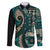 Vintage Samoa Siapo Mamanu Family Matching Puletasi and Hawaiian Shirt Teal Samoan Tapa Motif - Polynesian Pride