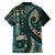 Vintage Samoa Siapo Mamanu Family Matching Summer Maxi Dress and Hawaiian Shirt Teal Samoan Tapa Motif - Polynesian Pride