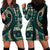 Vintage Samoa Siapo Mamanu Hoodie Dress Teal Samoan Tapa Motif - Polynesian Pride