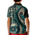 Vintage Samoa Siapo Mamanu Kid Polo Shirt Teal Samoan Tapa Motif - Polynesian Pride