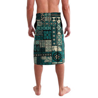 Vintage Samoa Siapo Mamanu Lavalava Teal Samoan Tapa Motif - Polynesian Pride